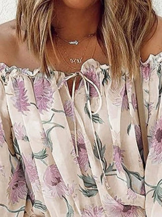 Off-Shoulder Floral Print Blouse - A Roese Boutique