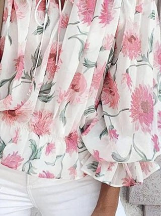 Off-Shoulder Floral Print Blouse - A Roese Boutique