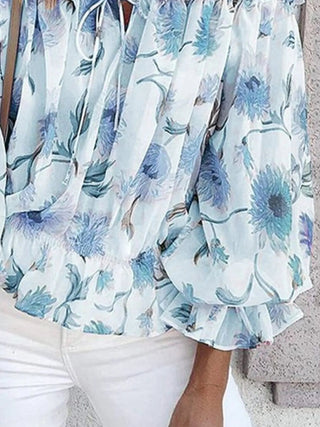 Off-Shoulder Floral Print Blouse - A Roese Boutique