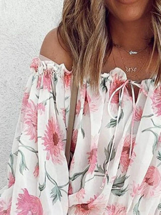 Off-Shoulder Floral Print Blouse - A Roese Boutique