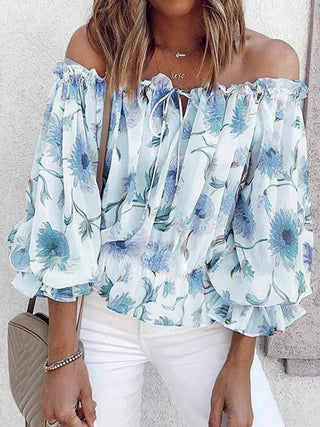 Off-Shoulder Floral Print Blouse - A Roese Boutique