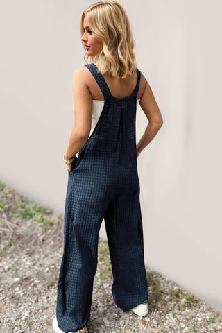 Oh Full Size Plaid Wide Leg Overalls with Pockets - A Roese Boutique