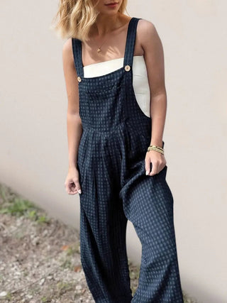 Oh Full Size Plaid Wide Leg Overalls with Pockets - A Roese Boutique