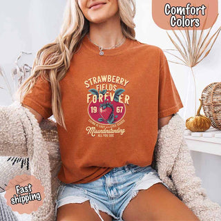 Old School Rock Band Tee – Strawberry Fields Comfort Colors Shirt - A Roese Boutique