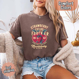 Old School Rock Band Tee – Strawberry Fields Comfort Colors Shirt - A Roese Boutique