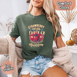 Old School Rock Band Tee – Strawberry Fields Comfort Colors Shirt - A Roese Boutique