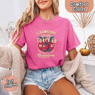 Old School Rock Band Tee – Strawberry Fields Comfort Colors Shirt - A Roese Boutique