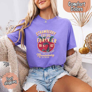 Old School Rock Band Tee – Strawberry Fields Comfort Colors Shirt - A Roese Boutique