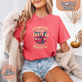 Old School Rock Band Tee – Strawberry Fields Comfort Colors Shirt - A Roese Boutique