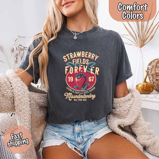 Old School Rock Band Tee – Strawberry Fields Comfort Colors Shirt - A Roese Boutique