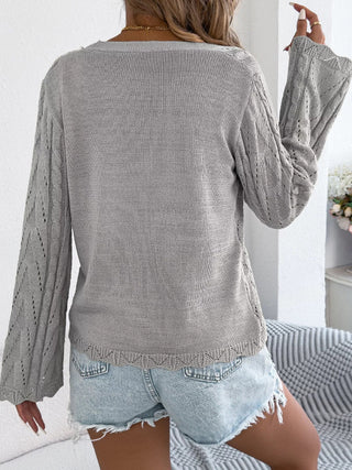 Openwork Tie-Front Knit Cardigan - A Roese Boutique