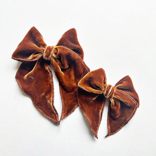 Orange Rust Velvet Elle Bow - A Roese Boutique