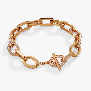 Oval Link Crystal Chain Toggle Bracelet - A Roese Boutique