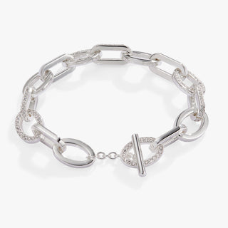 Oval Link Crystal Chain Toggle Bracelet - A Roese Boutique