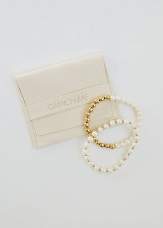 Pearl : 14k Gold Filled Sun + Moon || Stretch Bracelets - A Roese Boutique