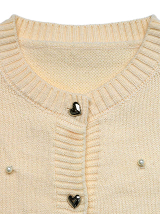 Pearl Embellished Button-Up Cardigan - A Roese Boutique