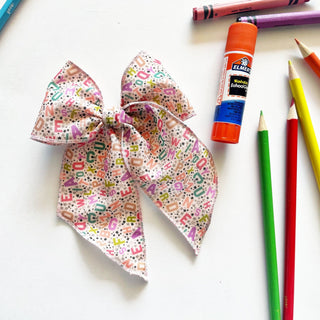 Pink Alphabet & Stars Elle Bow - A Roese Boutique