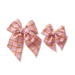 Pink & Orange Plaid Elle Bow - A Roese Boutique