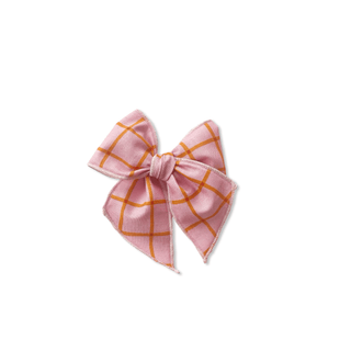 Pink & Orange Plaid Elle Bow - A Roese Boutique
