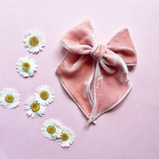 Pink Peach Velvet Elle Bow - A Roese Boutique