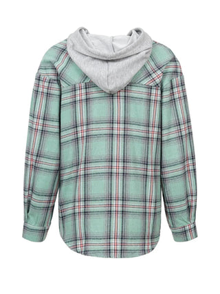Plaid Button - Up Hooded Shirt - A Roese Boutique