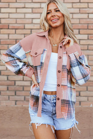Plaid Button Up Long Sleeve Shacket - A Roese Boutique