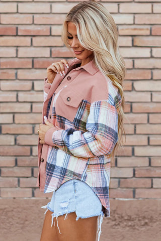 Plaid Button Up Long Sleeve Shacket - A Roese Boutique