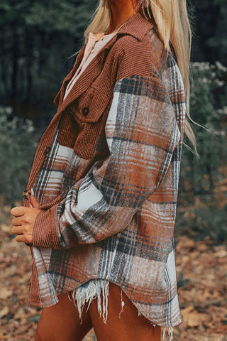 Plaid Button Up Long Sleeve Shacket - A Roese Boutique