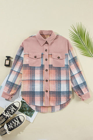 Plaid Button Up Long Sleeve Shacket - A Roese Boutique