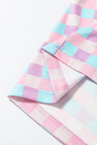 Plaid Collared Neck Short Sleeve Top and Shorts Lounge Set - A Roese Boutique