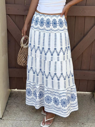 Printed Tiered Maxi Skirt - A Roese Boutique