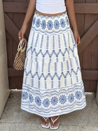 Printed Tiered Maxi Skirt - A Roese Boutique