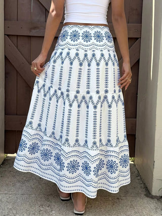 Printed Tiered Maxi Skirt - A Roese Boutique