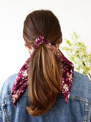 Purple Satin Scarf Scrunchie - A Roese Boutique