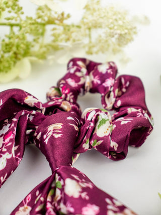 Purple Satin Scarf Scrunchie - A Roese Boutique