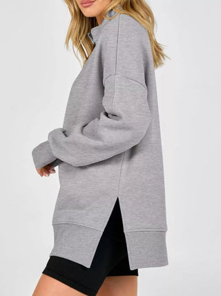 Quarter-Zip Dropped Shoulder Sweatshirt - A Roese Boutique
