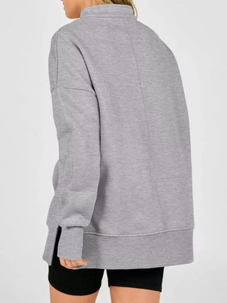 Quarter-Zip Dropped Shoulder Sweatshirt - A Roese Boutique
