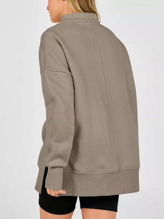 Quarter-Zip Dropped Shoulder Sweatshirt - A Roese Boutique