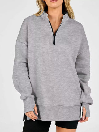 Quarter-Zip Dropped Shoulder Sweatshirt - A Roese Boutique
