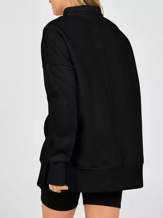 Quarter-Zip Dropped Shoulder Sweatshirt - A Roese Boutique
