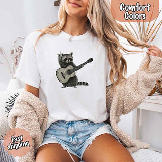 Raccoon Playing A Guitar, Funny Animals Comfort Colors T-Shirt - A Roese Boutique