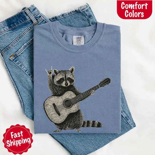 Raccoon Playing A Guitar, Funny Animals Comfort Colors T-Shirt - A Roese Boutique