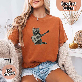 Raccoon Playing A Guitar, Funny Animals Comfort Colors T-Shirt - A Roese Boutique
