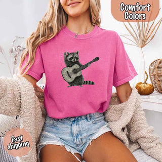 Raccoon Playing A Guitar, Funny Animals Comfort Colors T-Shirt - A Roese Boutique