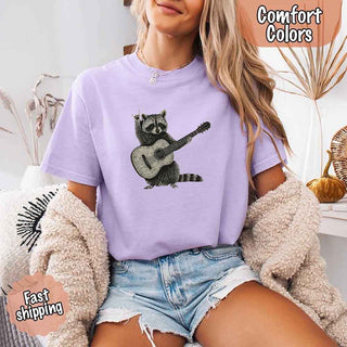 Raccoon Playing A Guitar, Funny Animals Comfort Colors T-Shirt - A Roese Boutique
