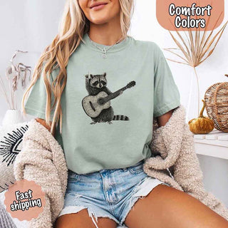 Raccoon Playing A Guitar, Funny Animals Comfort Colors T-Shirt - A Roese Boutique