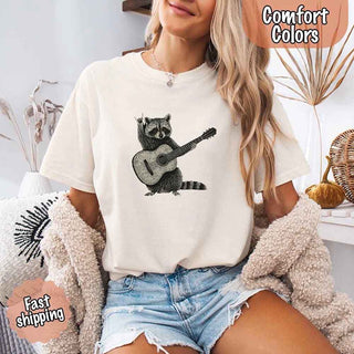 Raccoon Playing A Guitar, Funny Animals Comfort Colors T-Shirt - A Roese Boutique