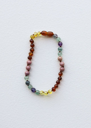 Raw Baltic Sea Amber + Stone Rainbow || Anklet • Bracelet - A Roese Boutique