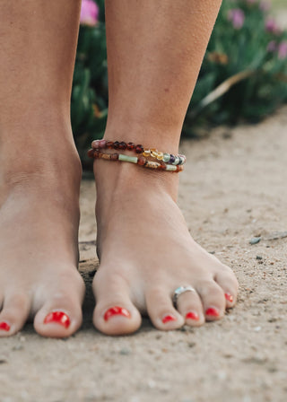 Raw Baltic Sea Amber + Stone Rainbow || Anklet • Bracelet - A Roese Boutique