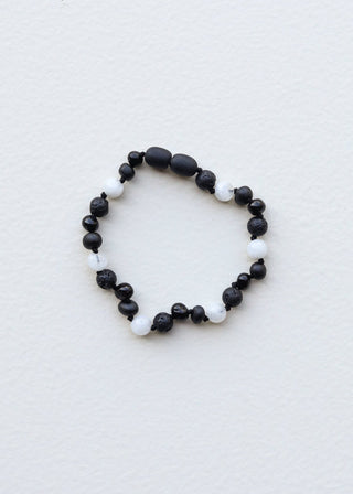 Raw Black Baltic Amber + Moonstone || Anklet or Bracelet - A Roese Boutique